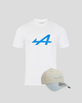 BWT Alpine Formula One Team White-On-White T-Shirt + New Era Cap Set (Worth £66)