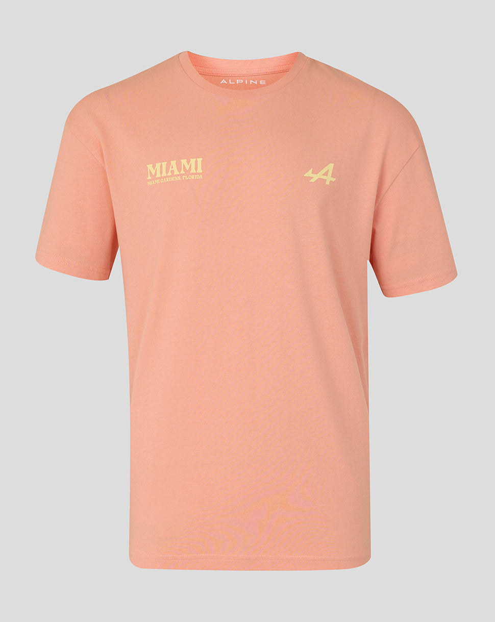 T-shirt graphique unisexe Miami Race – Rose corail