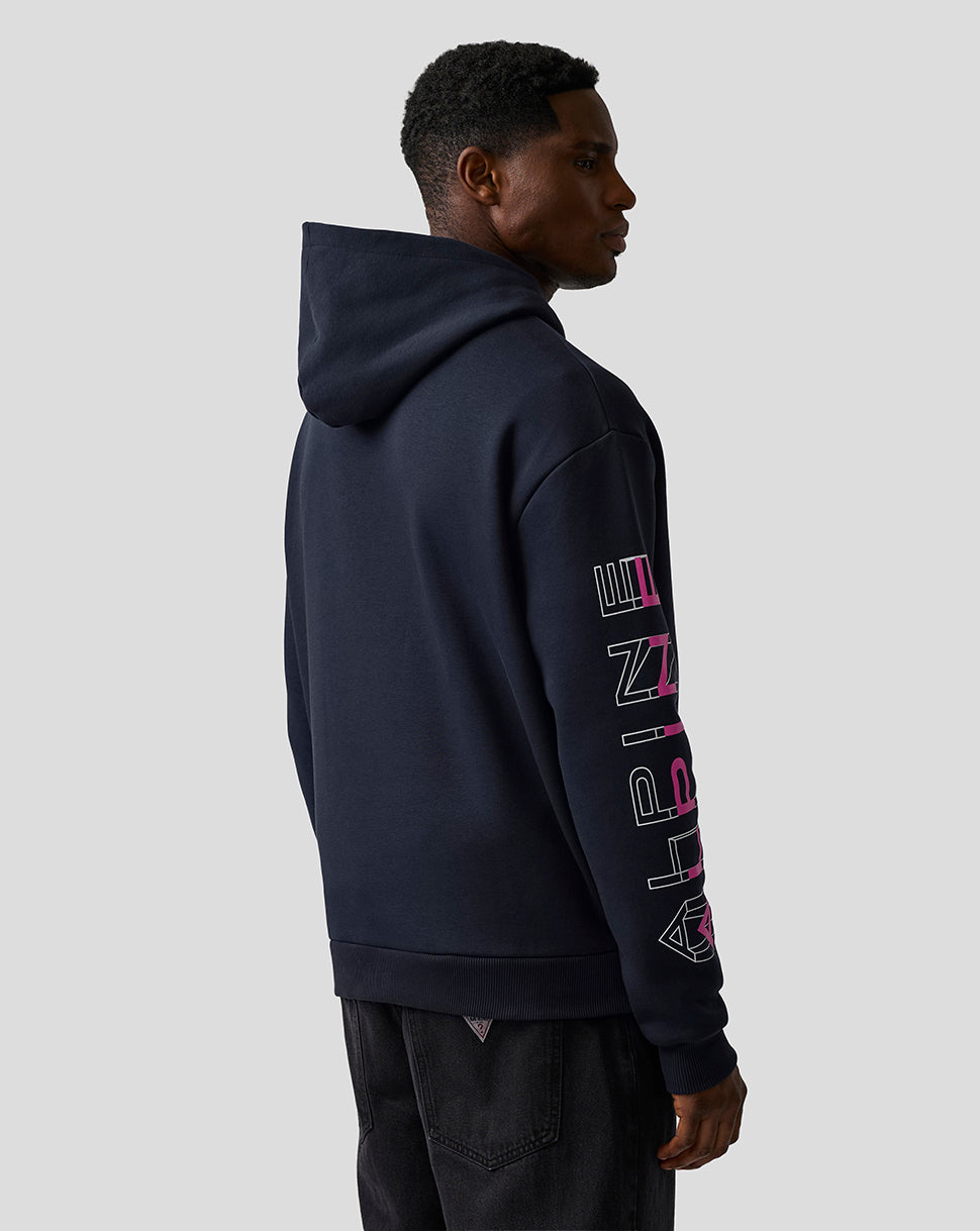 Sweat à capuche graphique unisexe coupe décontractée – Bleu Nuit