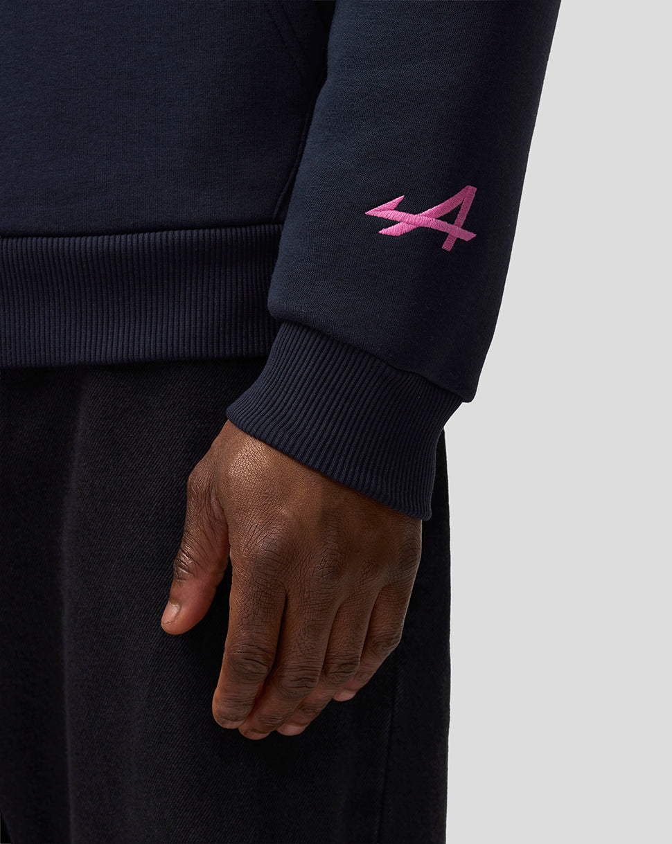 Sweat à capuche graphique unisexe coupe décontractée – Bleu Nuit